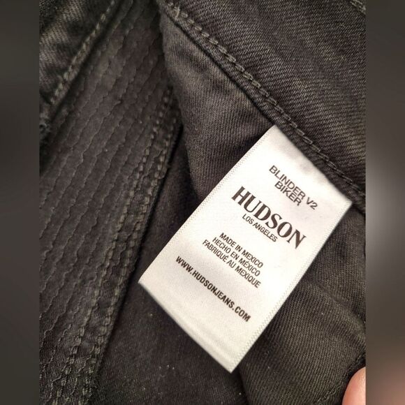 Hudson Blunder V2 Skinny Biker Moto Motorcycle Jeans Pants Black Denim Sz 29 - Picture 14 of 16